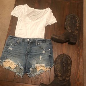 high waisted jean shorts